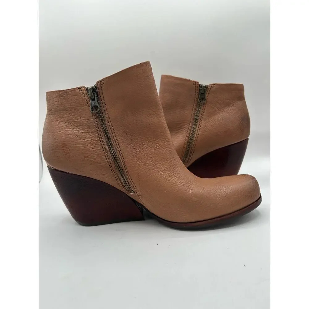 Kork Ease Women's Natalya Wedge Bootie Natural Brown Tan Camel Leather Sz 9.5 - Picture 3 of 13